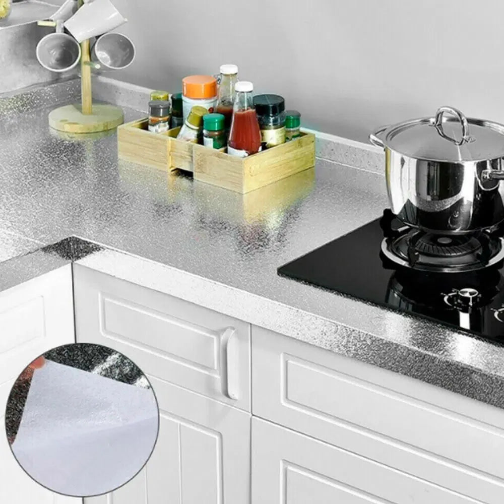 Papel Aluminio Adhesivo para Cocina – Protector Antigrasa y Resistente al Calor (2 rollos)