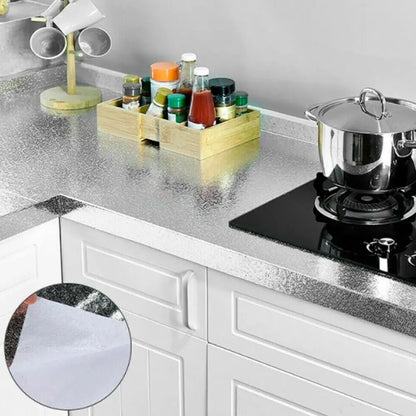 Papel Aluminio Adhesivo para Cocina – Protector Antigrasa y Resistente al Calor (2 rollos)