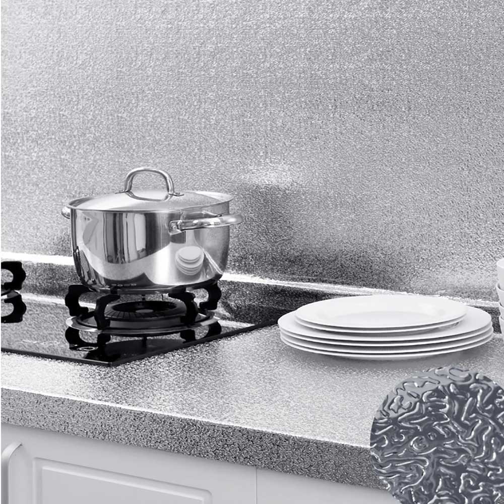 Papel Aluminio Adhesivo para Cocina – Protector Antigrasa y Resistente al Calor (2 rollos)